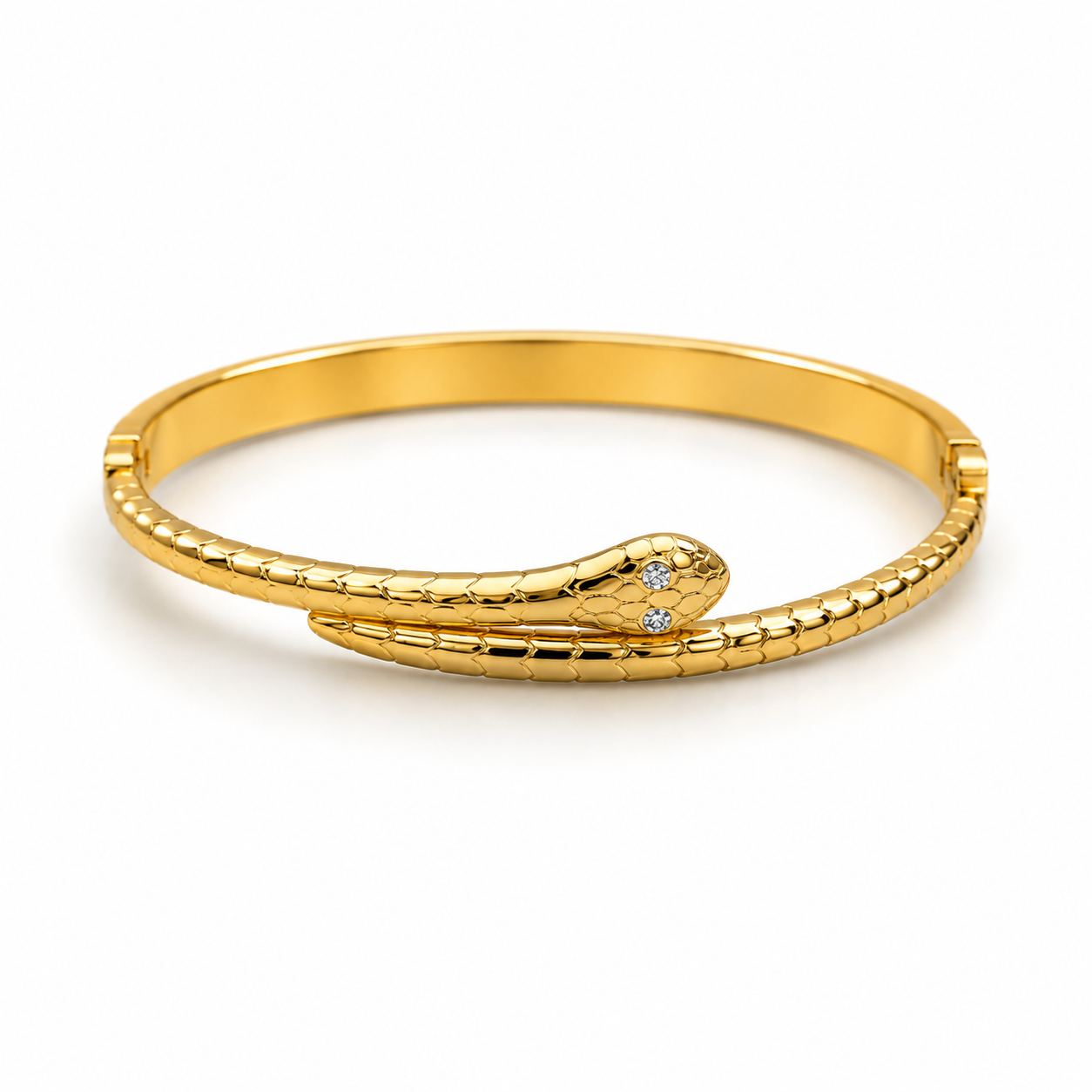 Jonc serpent yeux zircons - doré