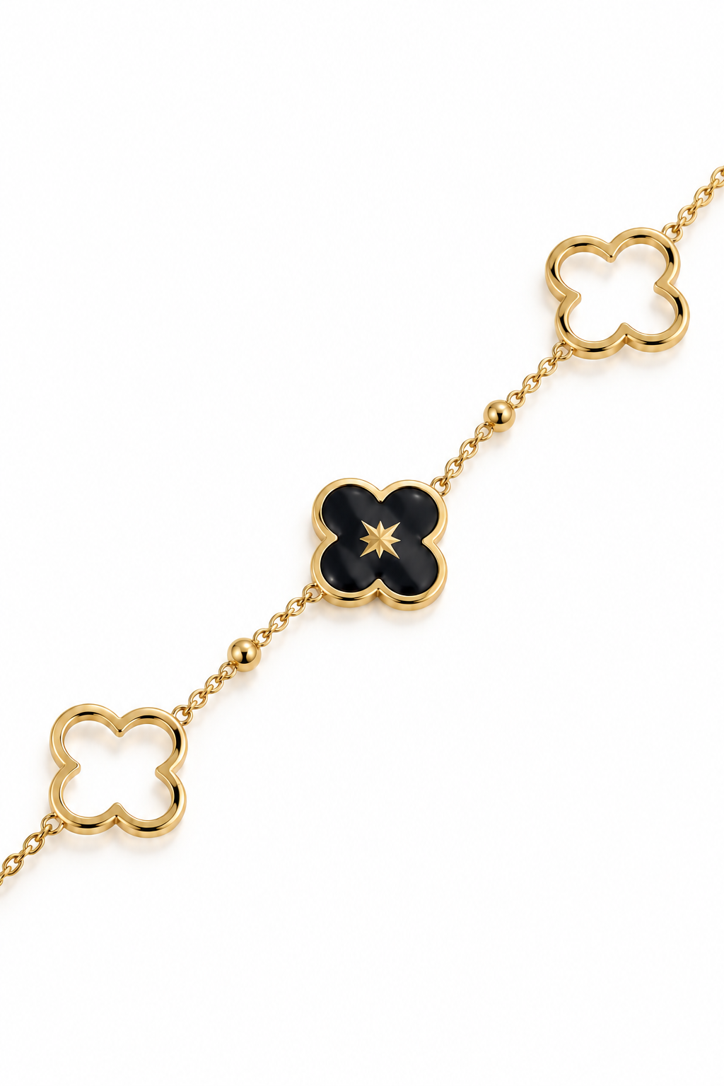 Bracelet doré trèfle noir