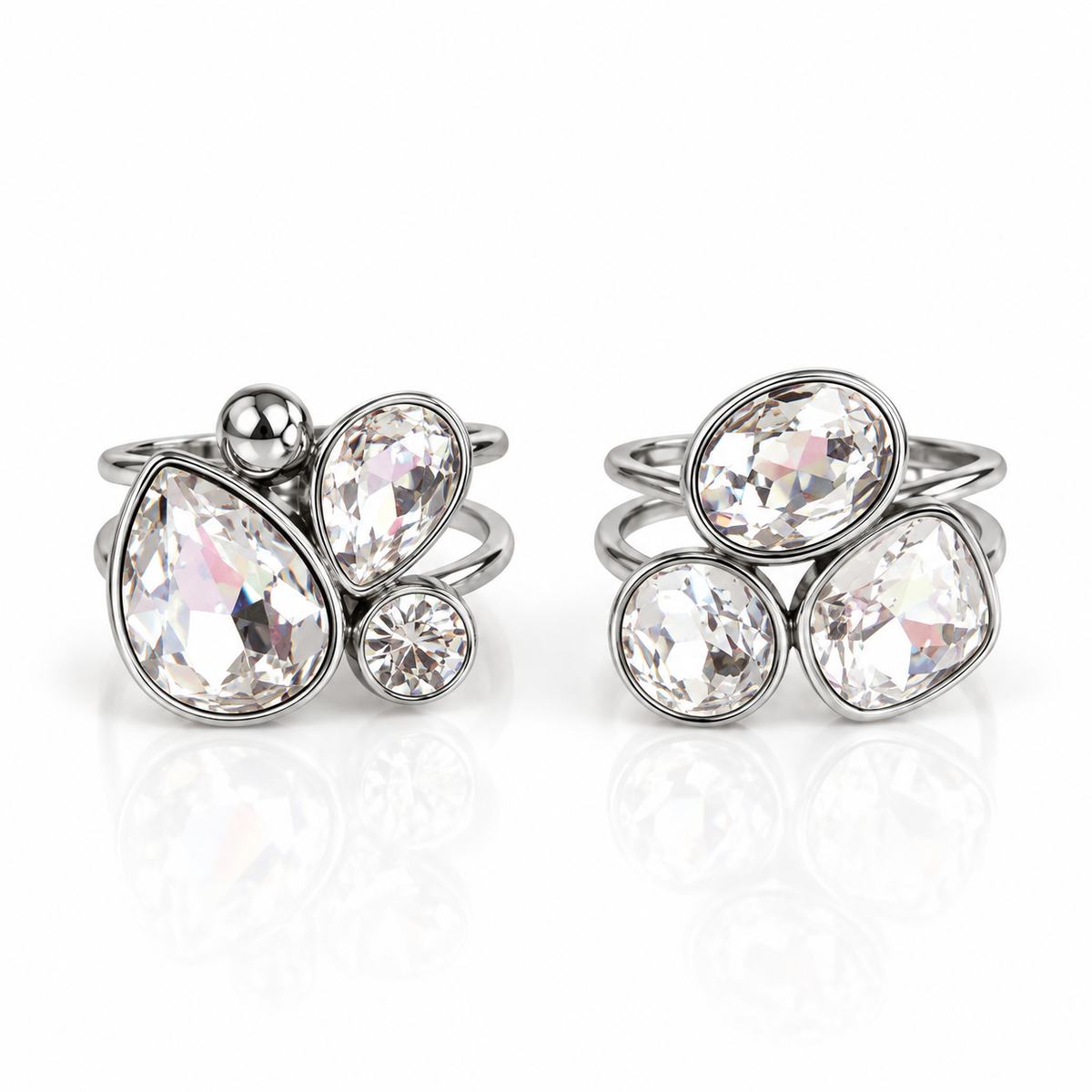 Bague 3 cristaux destockage - argenté