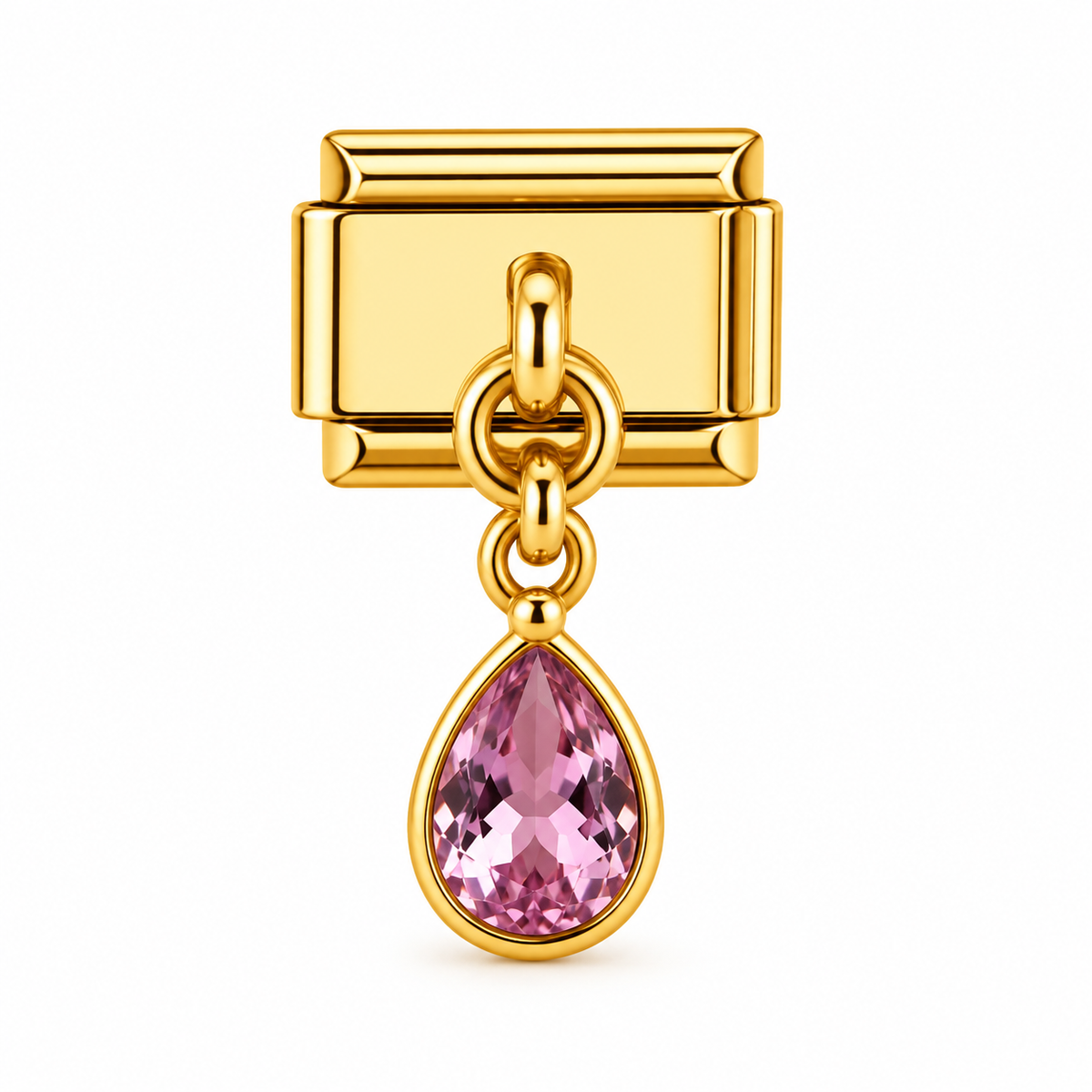 Charm italien goutte zircon rose