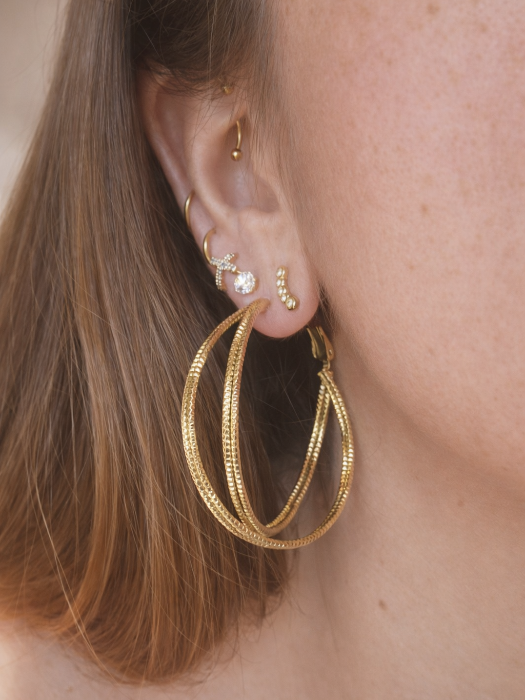 Boucles d’oreilles double anneau - doré