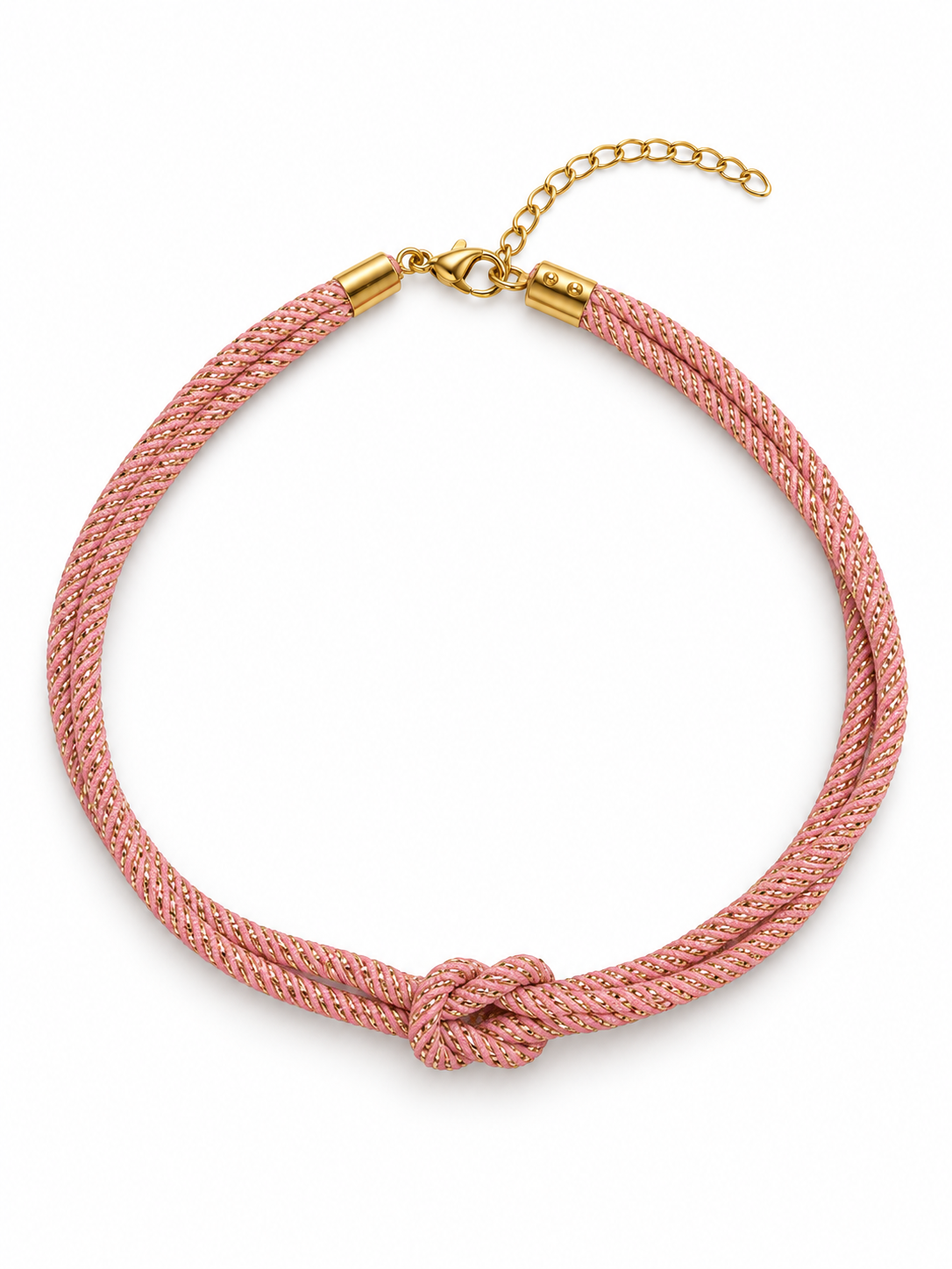 Collier ras de cou cordon pailleté rose