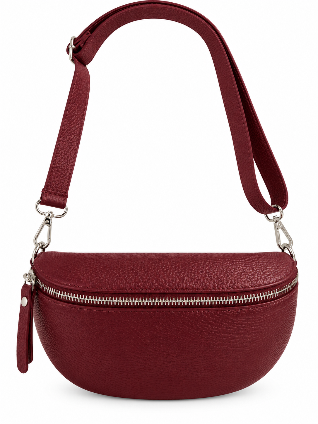 Sac banane cuir bordeaux