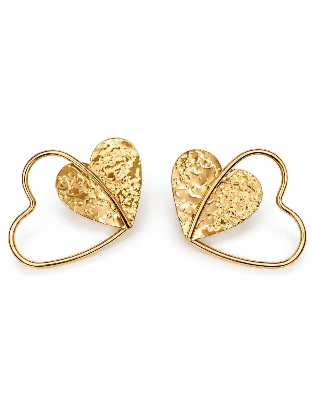 Boucles d'oreilles cœurs dorés martelés AMORELIA