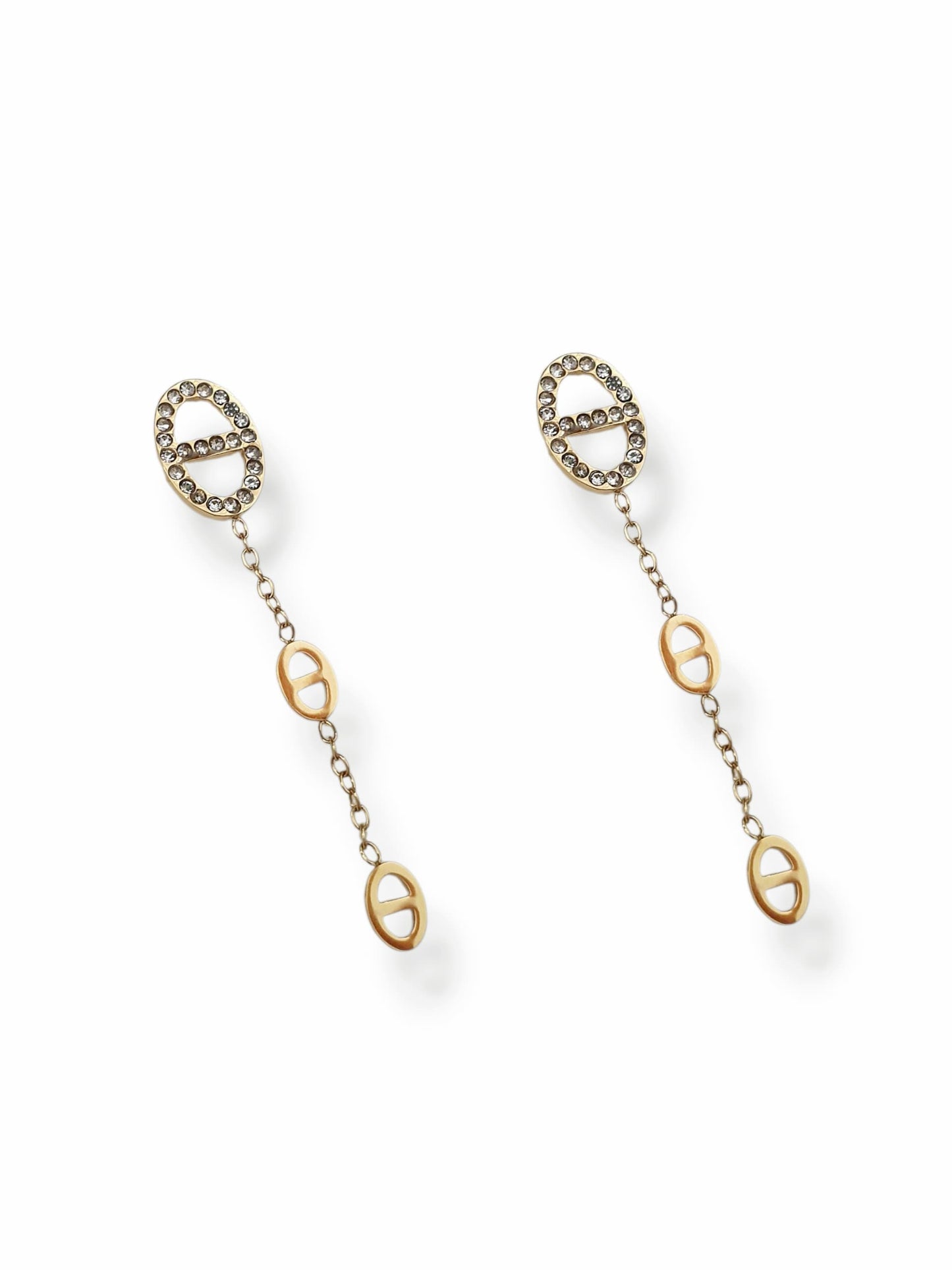 Boucles d'oreilles pendantes AGATA strass - doré
