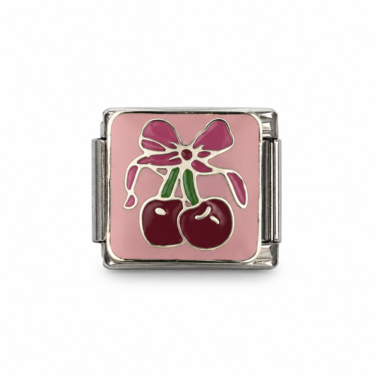 Charm italien cerises nœud - argenté