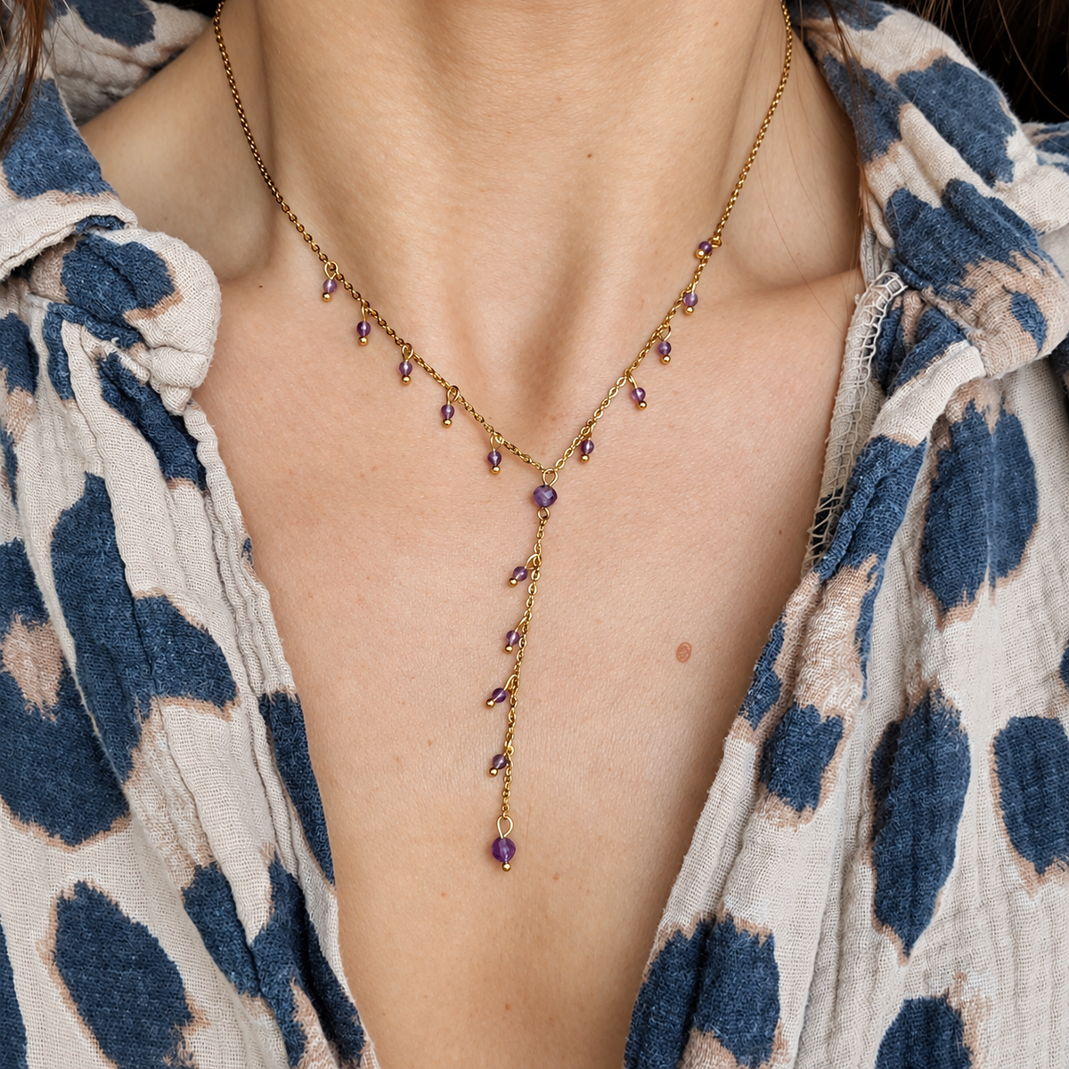 Collier Perles Améthyste
