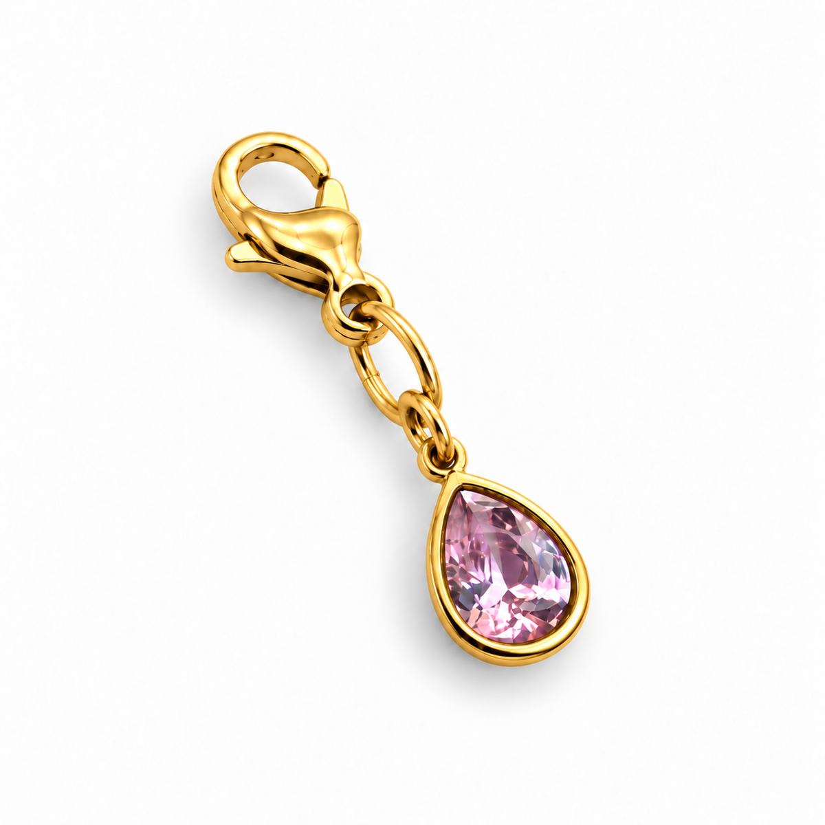 Charm Goutte zircon rose - doré