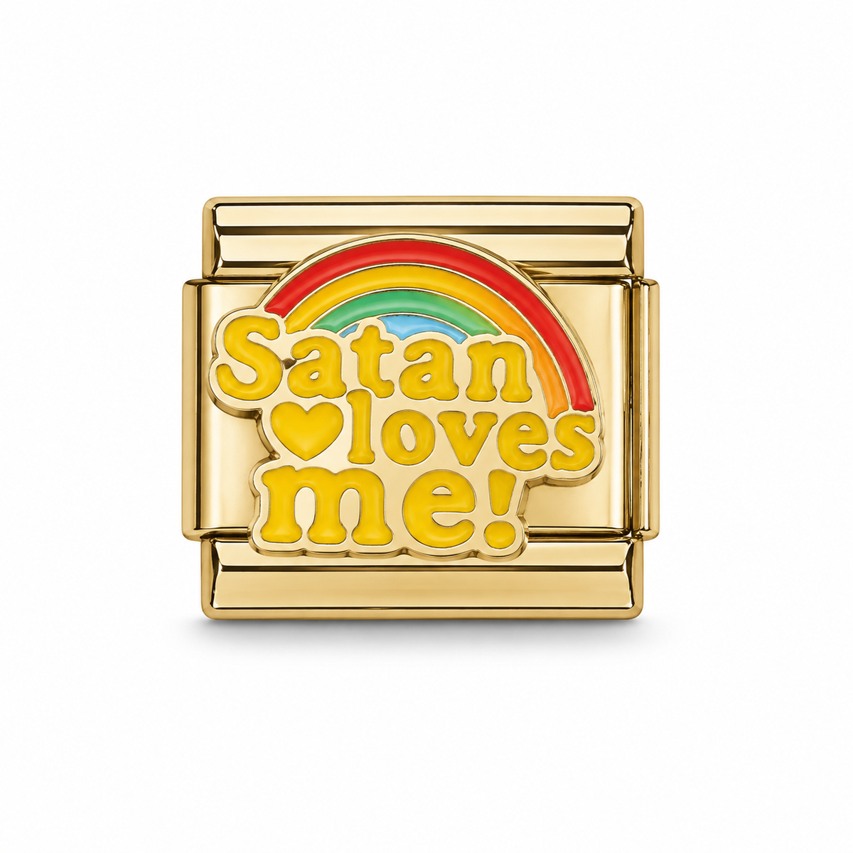 Charm italien Satan loves me - doré