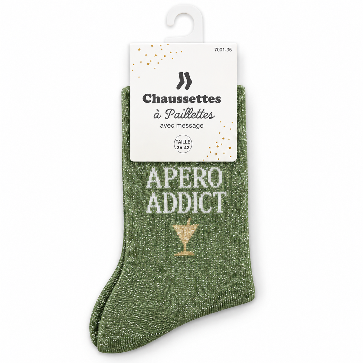 Chaussettes pailletées à message APÉRO ADDICT | COULEUR ALÉATOIRE