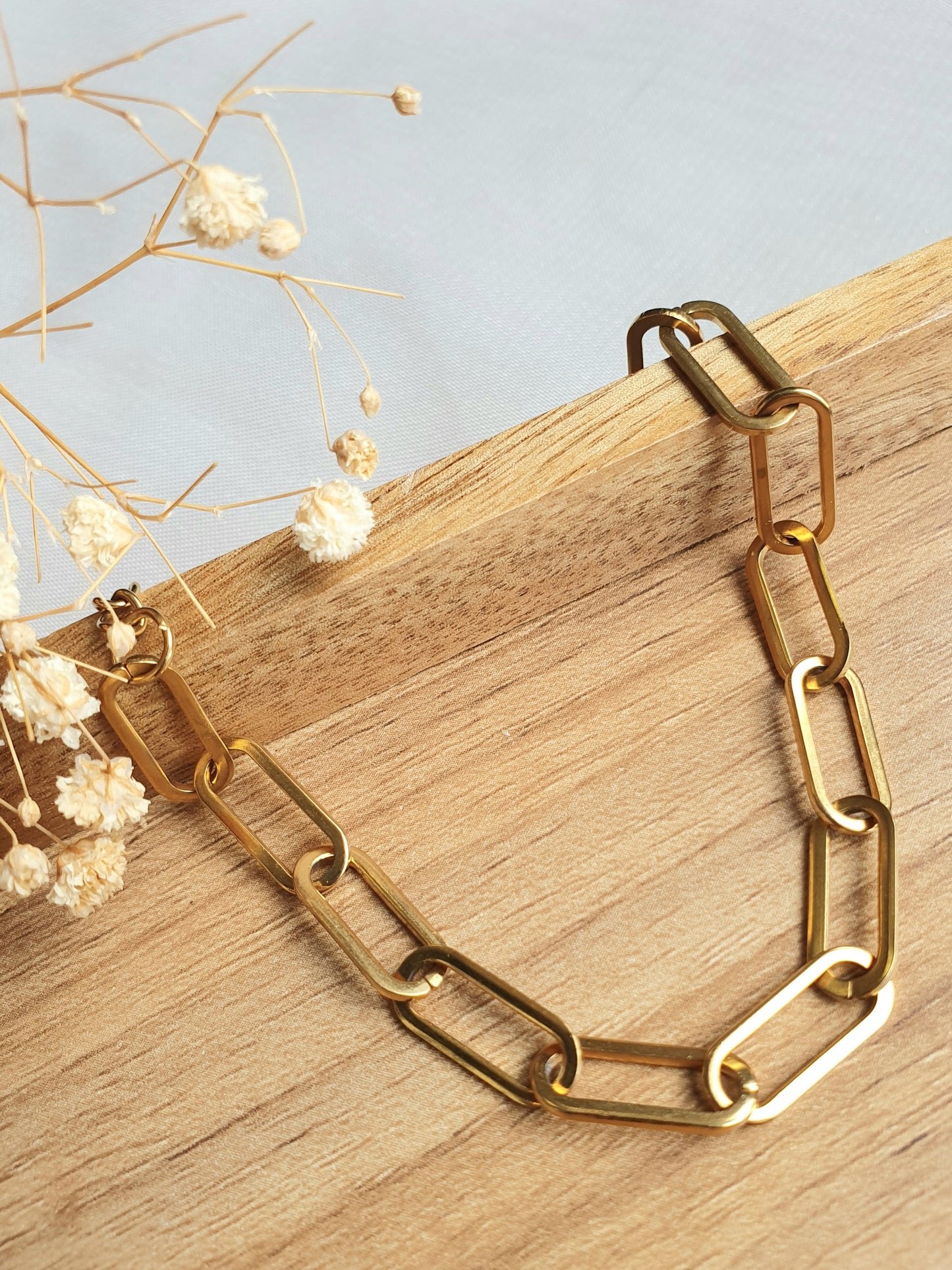 Collier grands maillons plats - doré