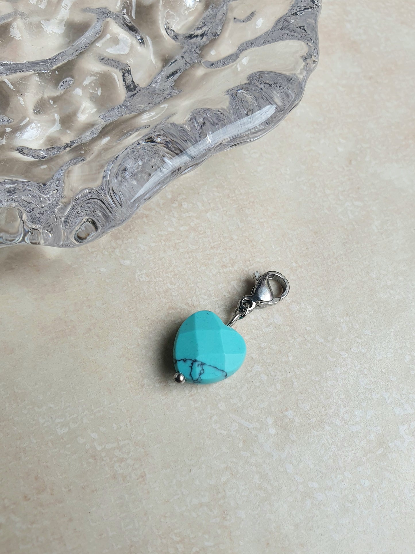 Charm coeur turquoise - argenté