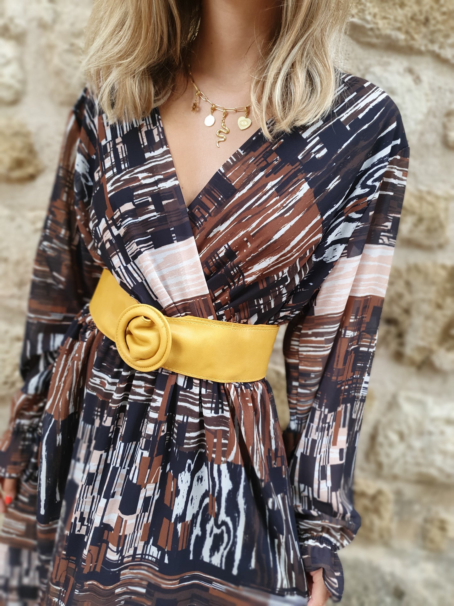 Ceinture en similicuir jaune