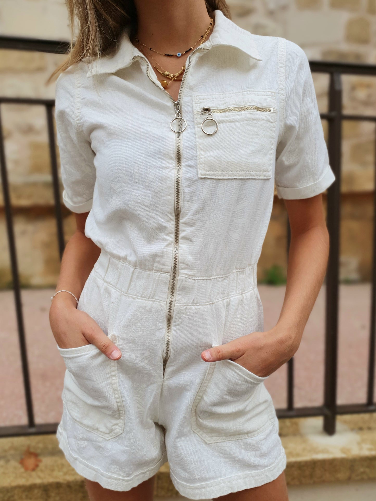Combishort blanc cassé