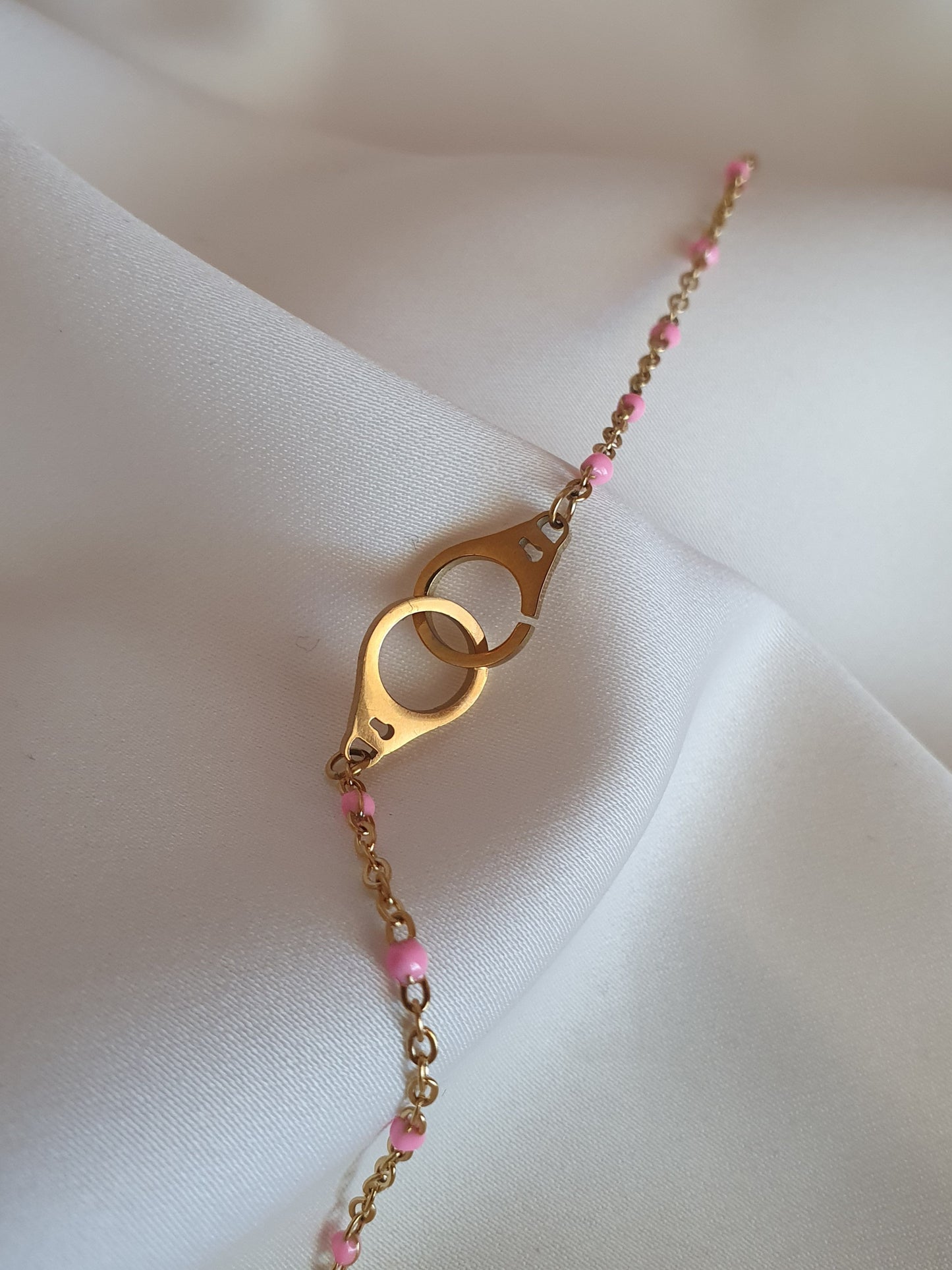 Bracelet menottes petites perles - coloris au choix/doré
