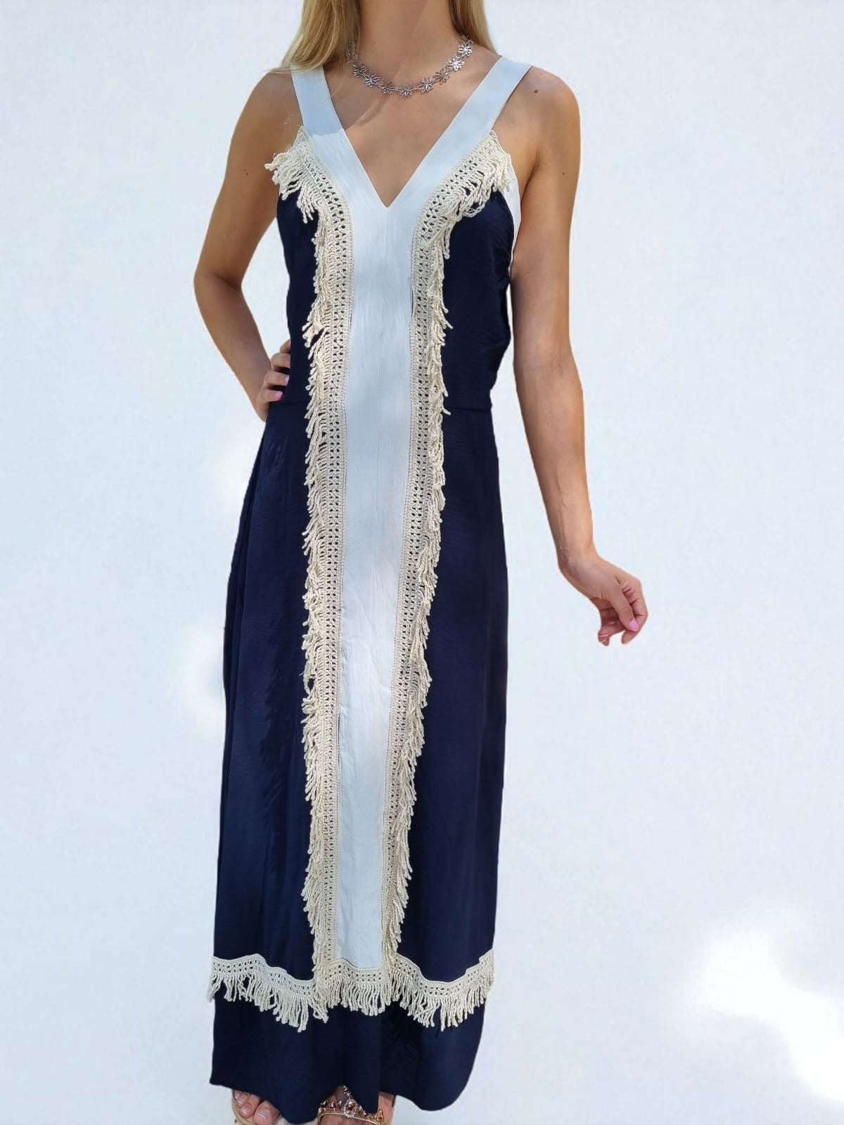 Robe longue ethnique - bleu