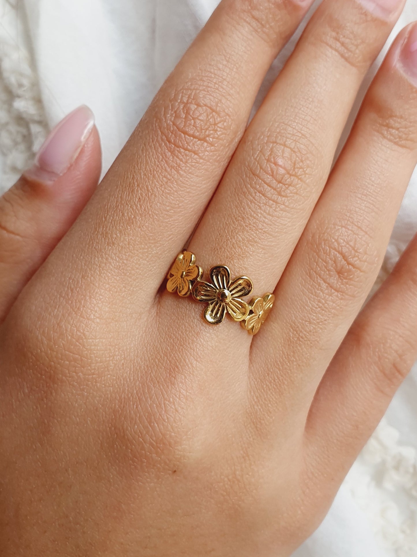 Bague florale - doré