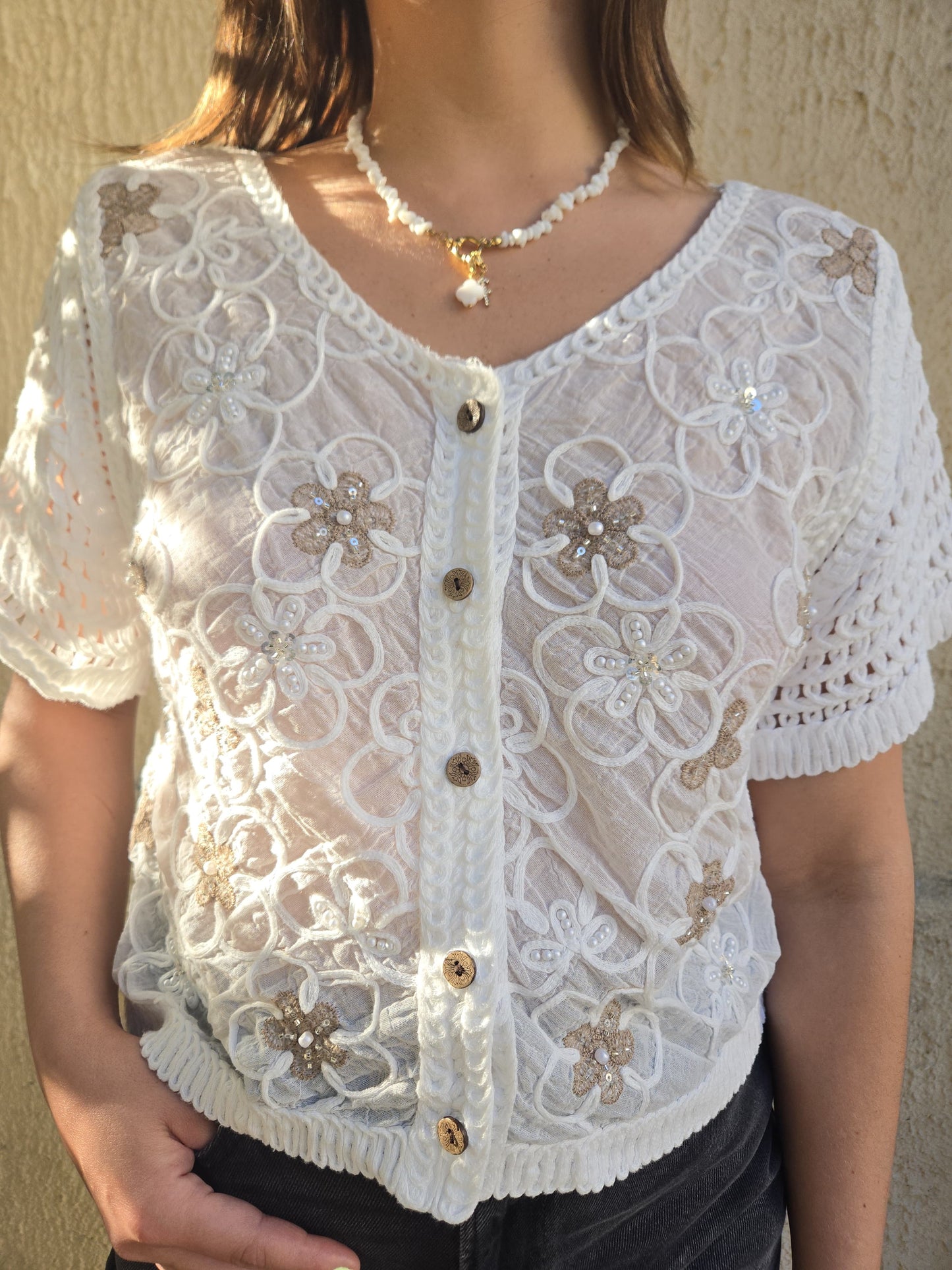 Gillet blanc crochet