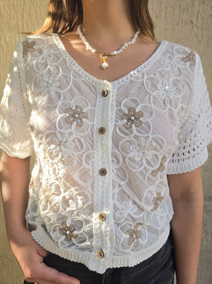 Gillet blanc crochet