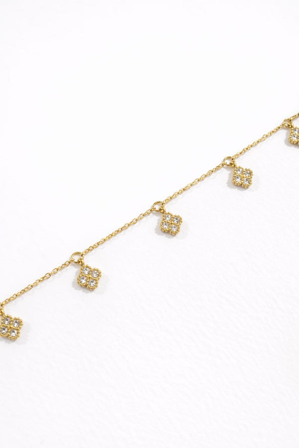 Bracelet trèfles zircons - doré