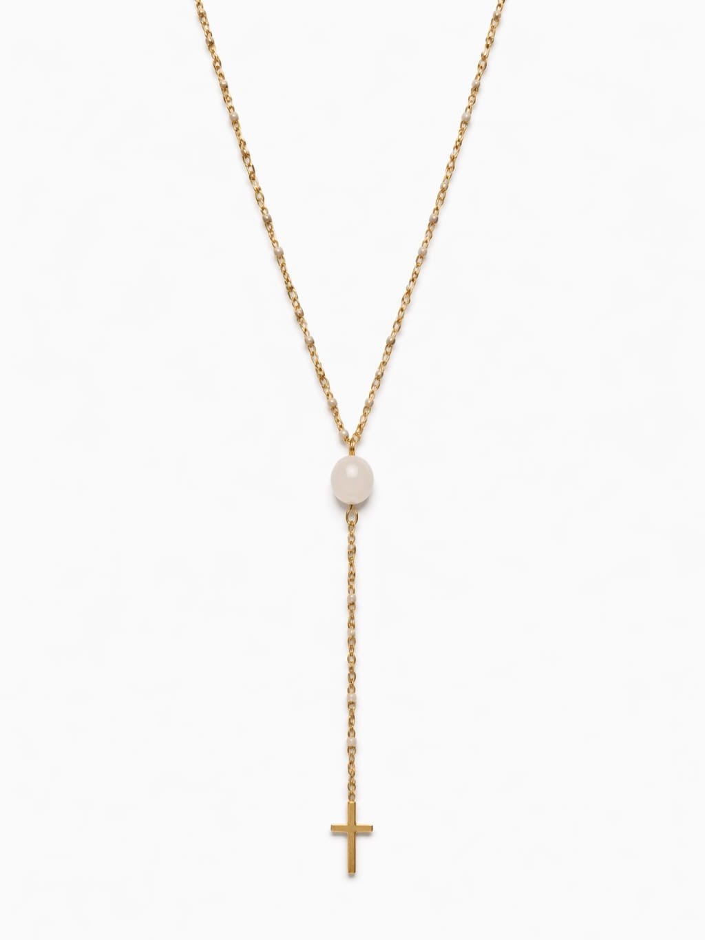 Sautoir chapelet pierre naturelle - doré