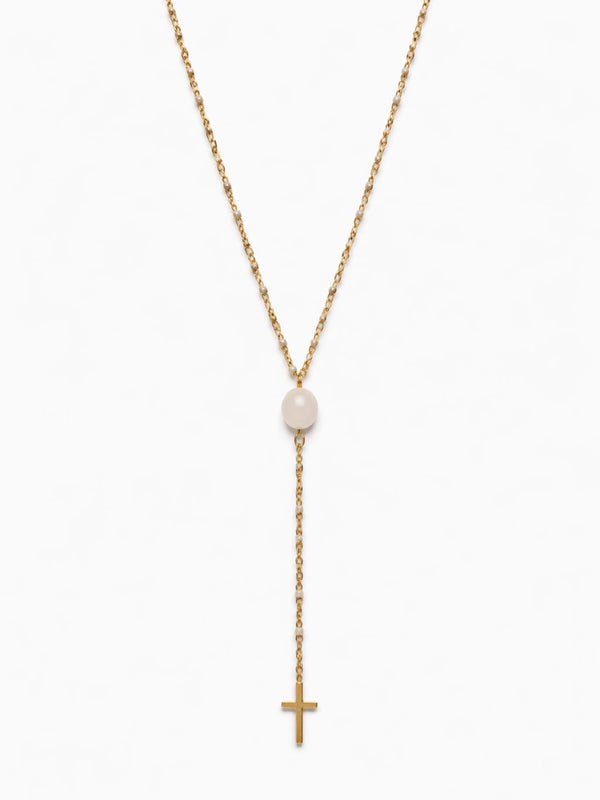 Sautoir chapelet pierre naturelle - doré