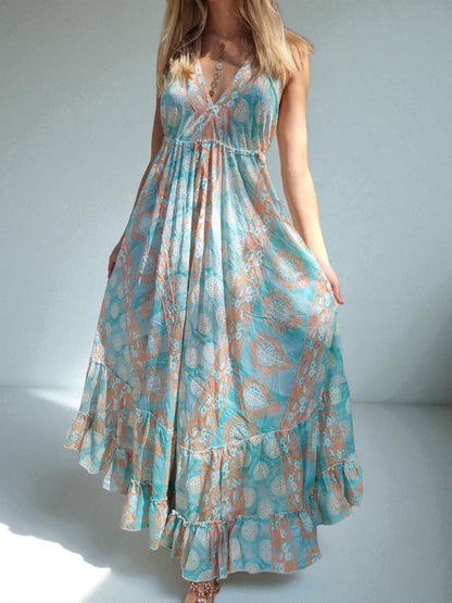 Robe en soie dos nu - vert d’eau