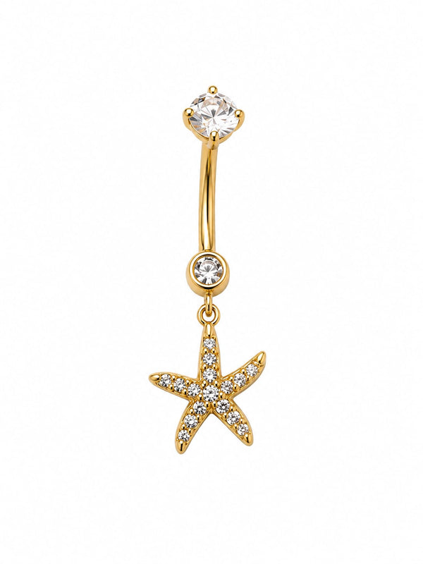 Piercing nombril étoile de mer zircons