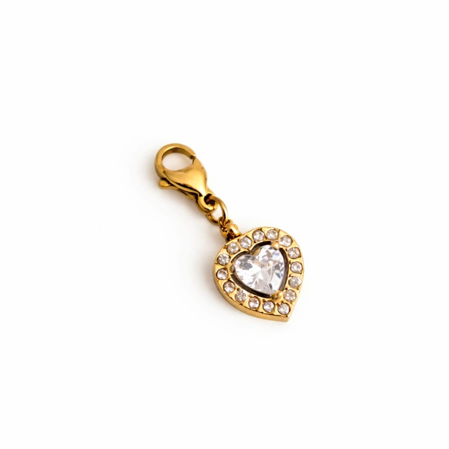 Charm coeur zircons PREMIUM - doré