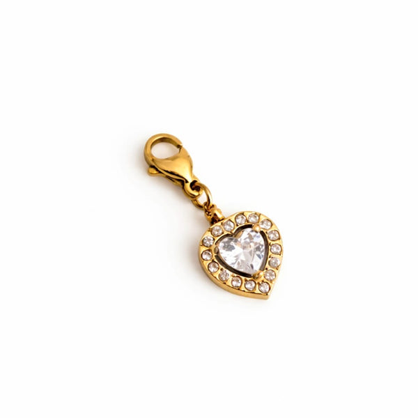 Charm coeur zircons PREMIUM - doré