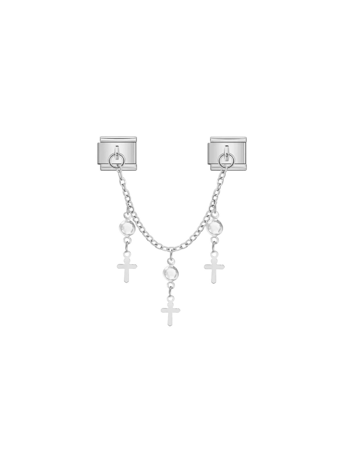 Charm italien double argenté – Croix