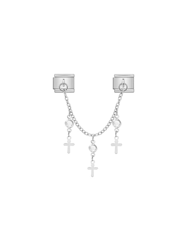 Charm italien double argenté – Croix