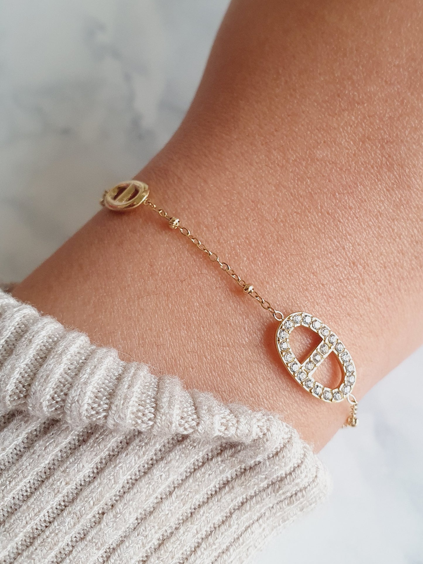 Bracelet Agata strass - doré