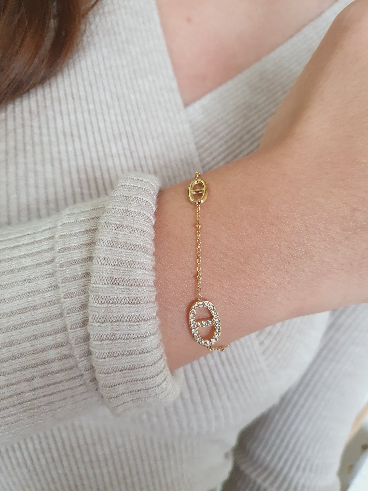 Bracelet Agata strass - doré