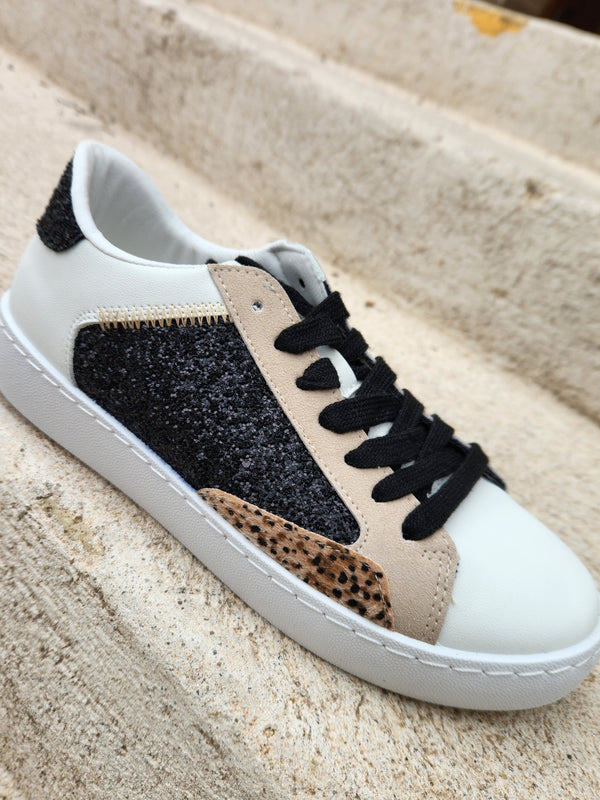 Baskets paillettes & leopard