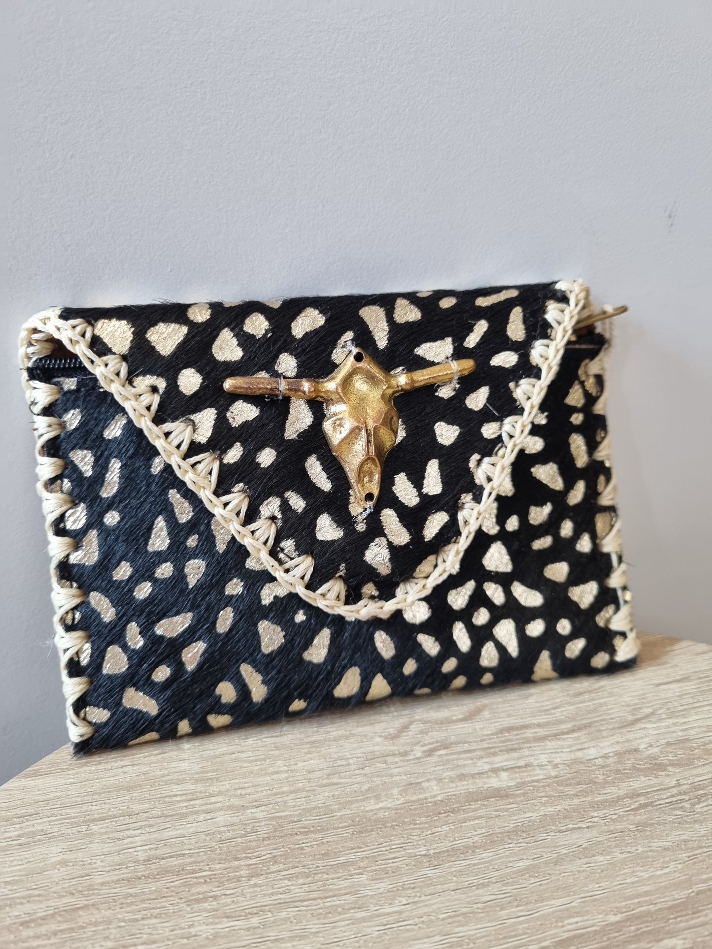 Pochette cuir Buffalo - noir/doré
