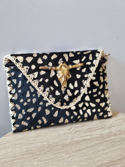 Pochette cuir Buffalo - noir/doré
