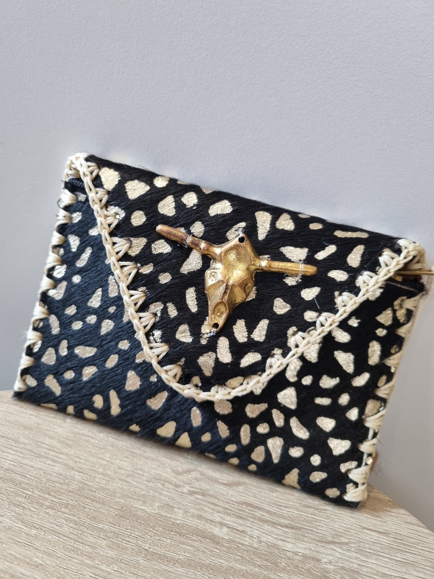 Pochette cuir Buffalo - noir/doré