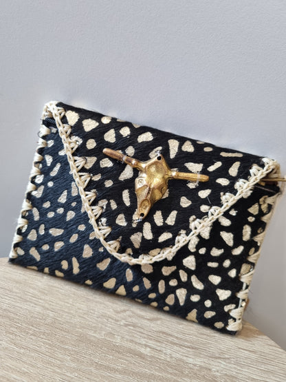 Pochette cuir Buffalo - noir/doré
