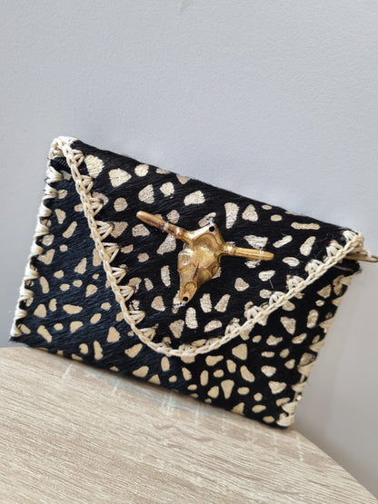 Pochette cuir Buffalo - noir/doré
