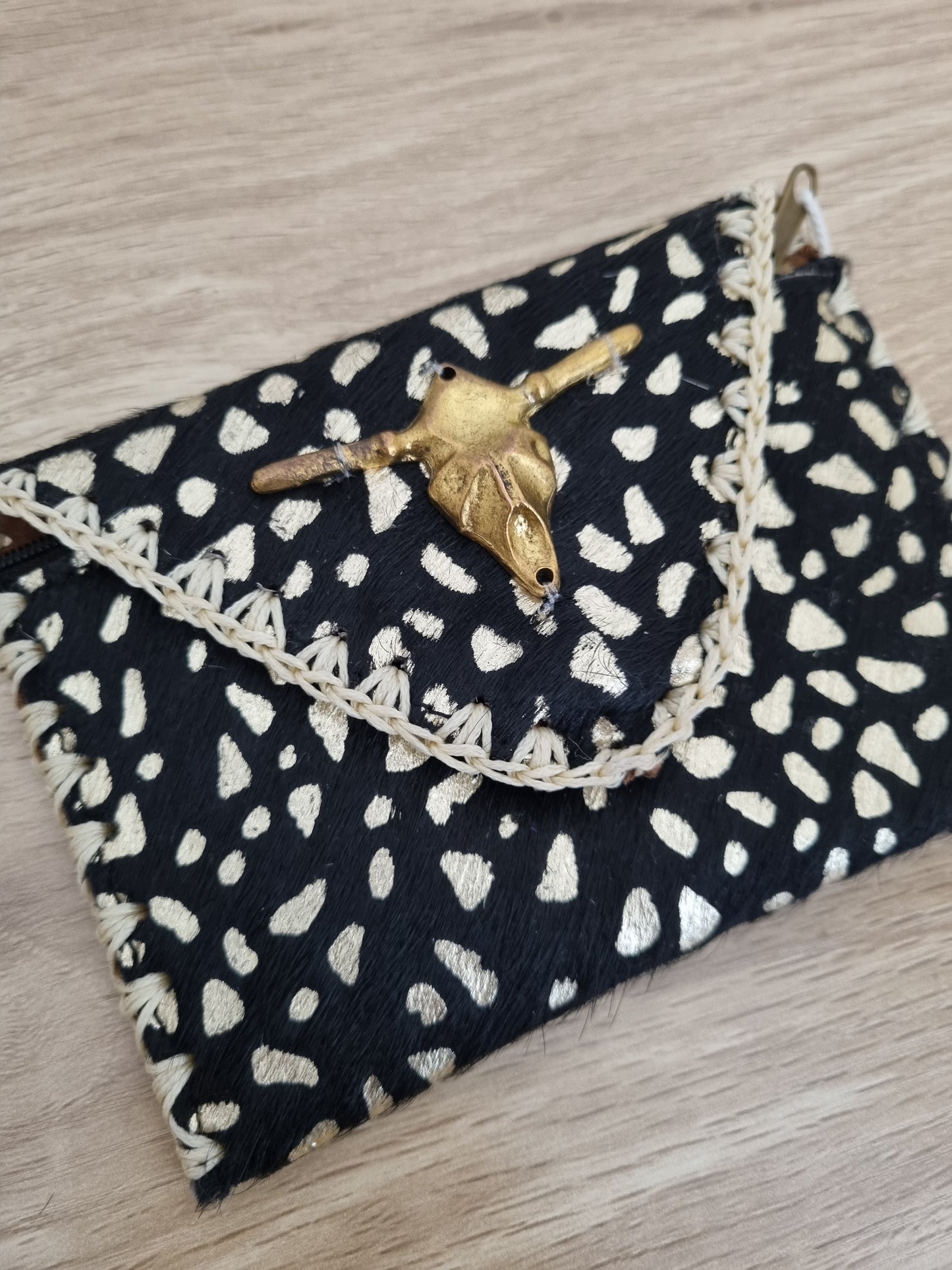 Pochette cuir Buffalo - noir/doré