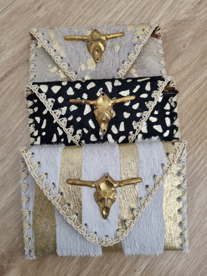 Pochette cuir Buffalo - noir/doré