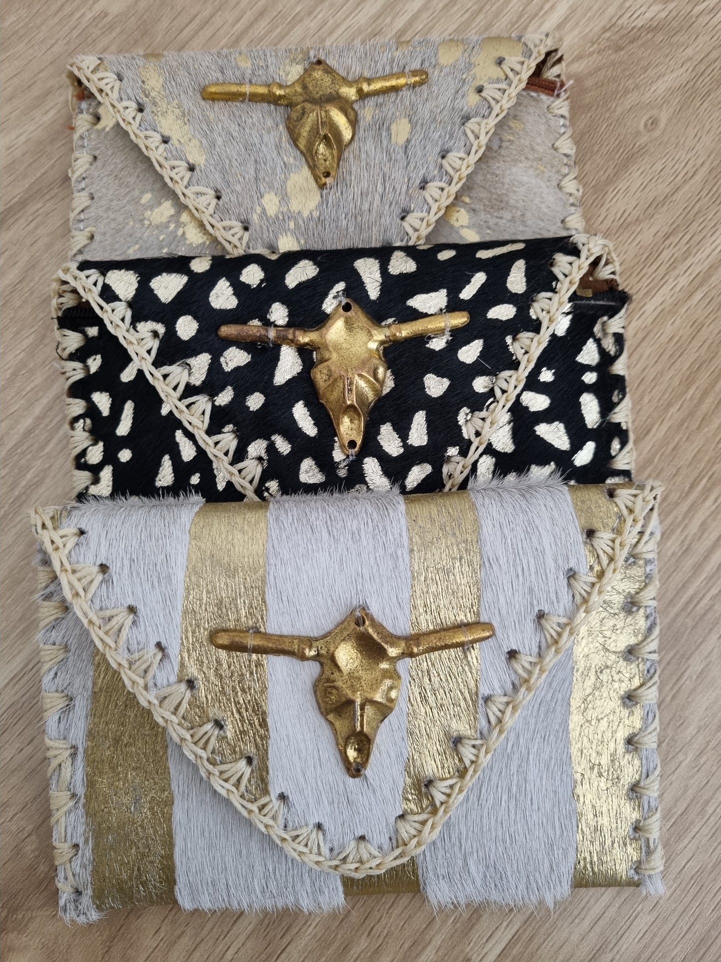 Pochette cuir Buffalo - noir/doré