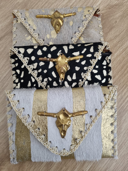 Pochette cuir Buffalo - noir/doré