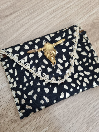Pochette cuir Buffalo - noir/doré
