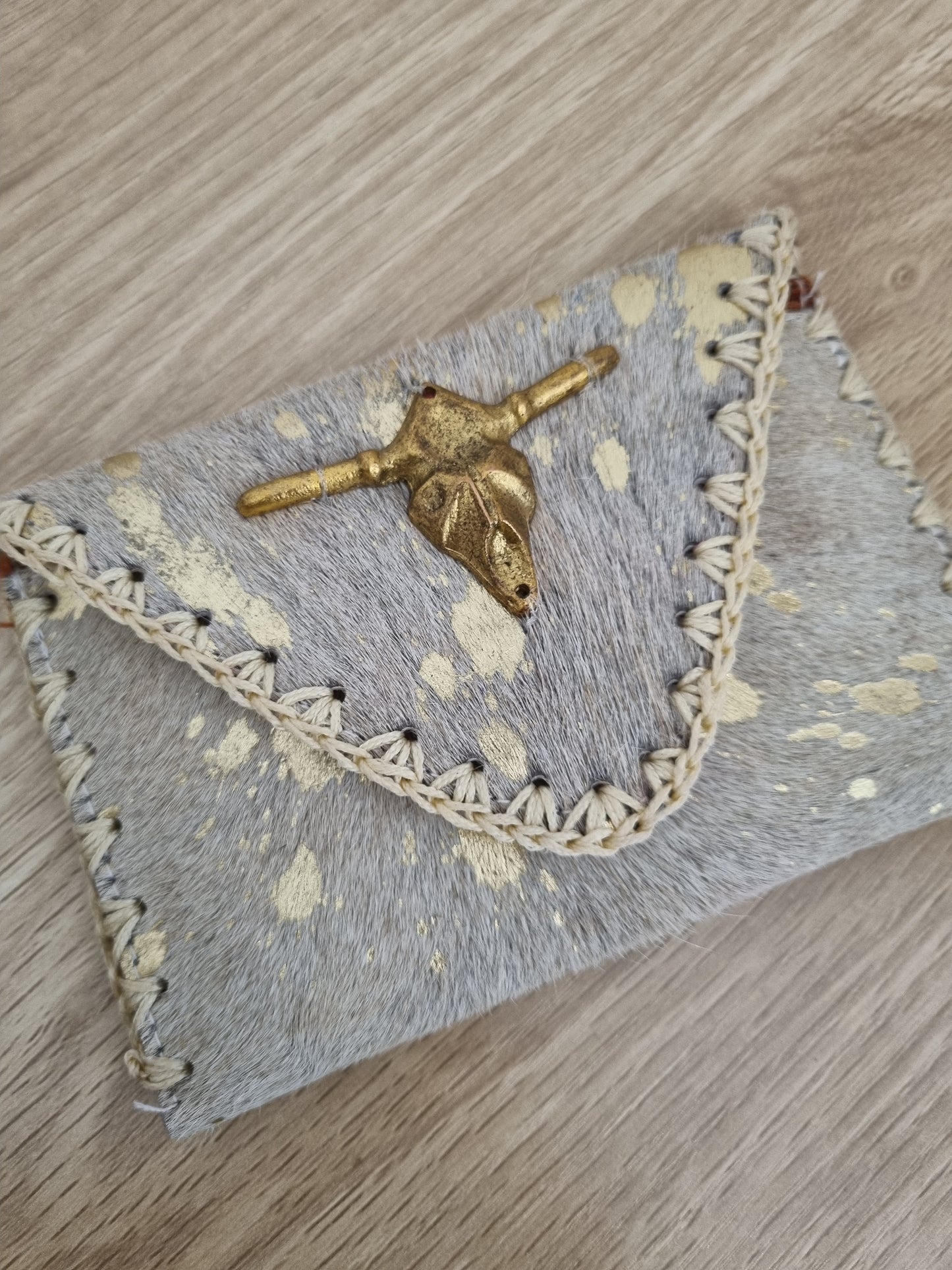 Pochette cuir Buffalo - noir/doré