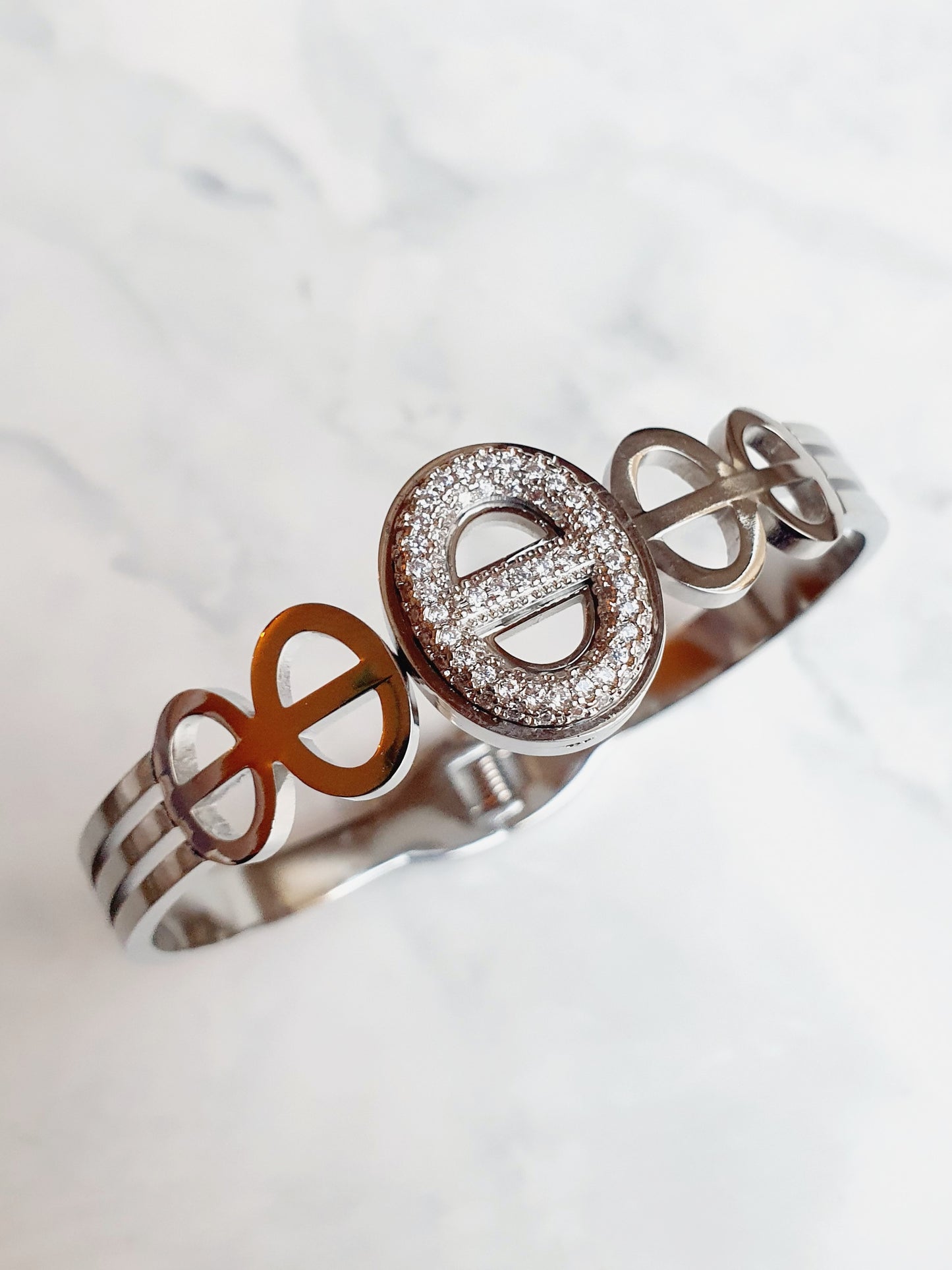 Bracelet jonc AGATA zircons - argenté