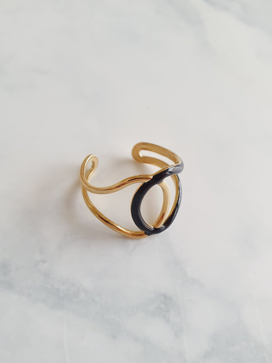 Bague CHARLINE - doré/noir