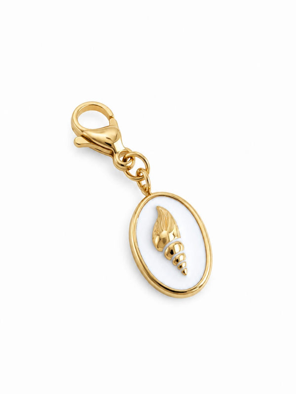 Charm médaillon blanc coquillage - doré