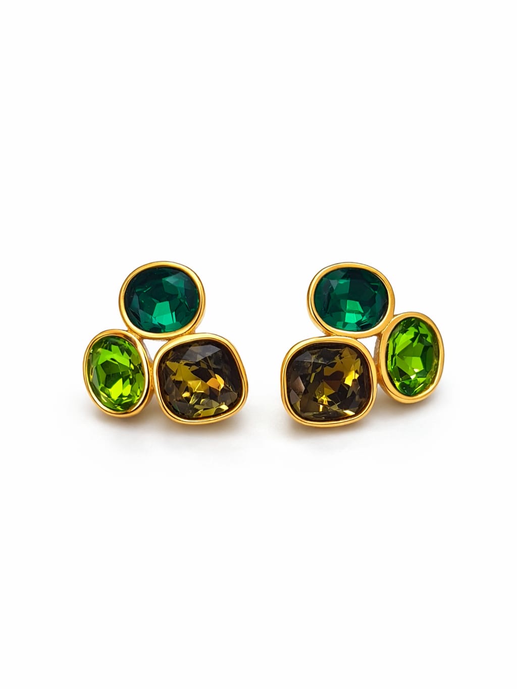 Boucles d’oreilles 3 cristaux - doré | vert
